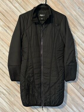 Fox Women's Black Quilted Light Puffer Long Puffer Jacket Double Zipper